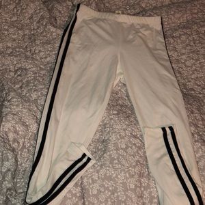 White with black stripe leggings